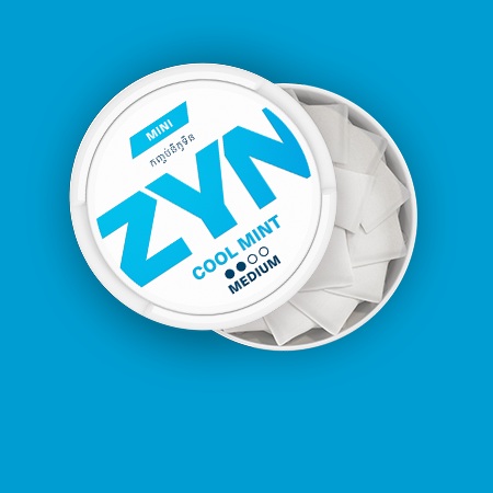 ZYN  APPLE MINT - an open, light green nicotine pouch can with 2 pouches next to it