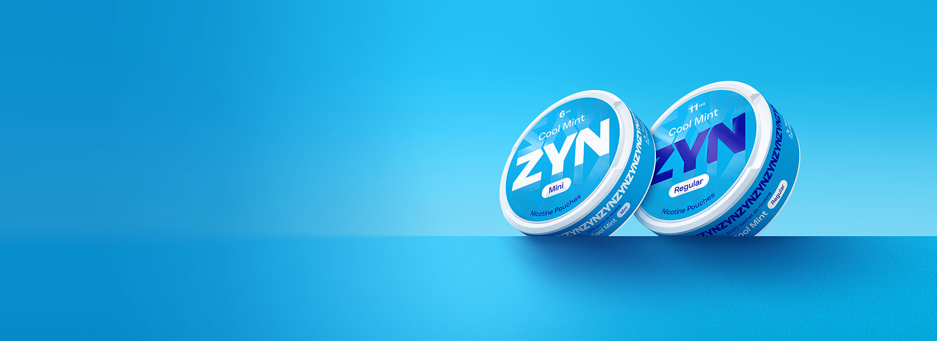 Deux boîtes fermées de ZYN Cool Mint bleues (Mini et Regular)
