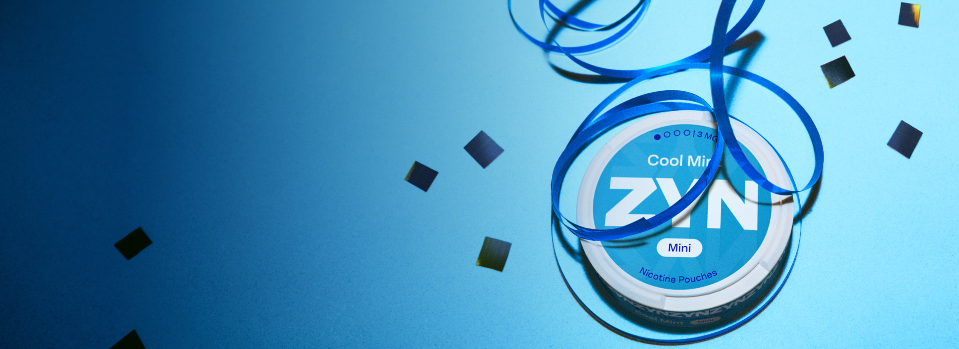 Blue ZYN can and tape on the blue background, ilustration of Important information page