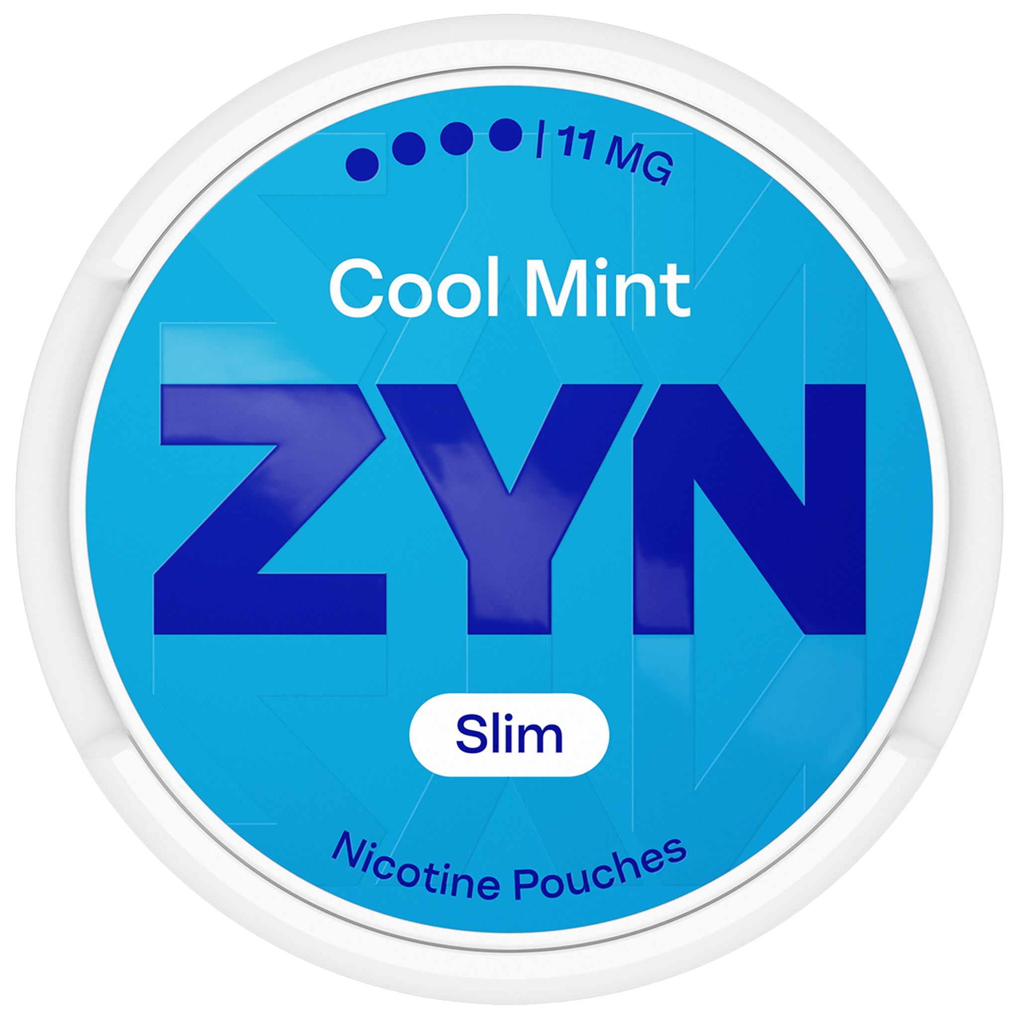 Blue ZYN Cool Mint can Slim 11 MG, view from above
