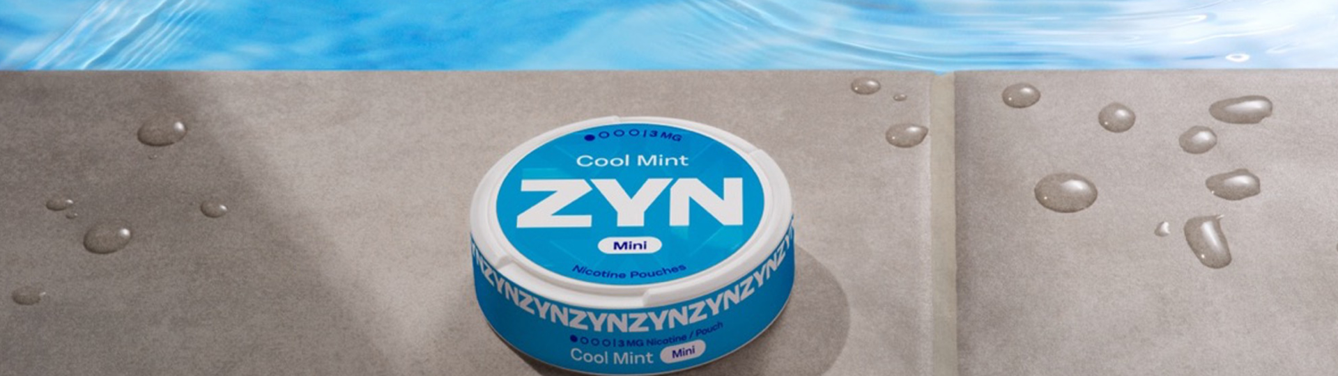 Krabička ZYN Cool Mint na šedom pozadí.