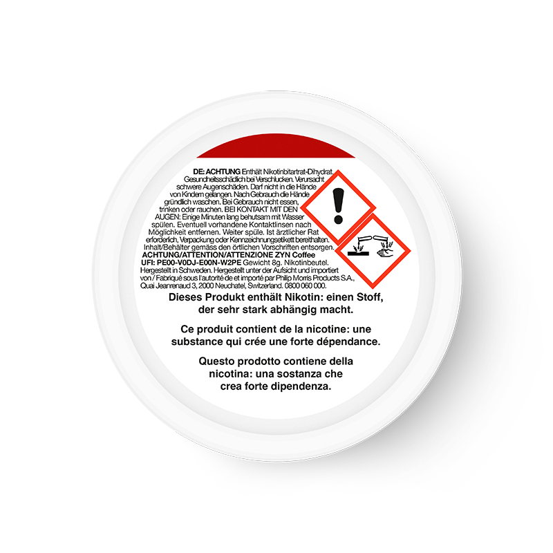 Braune ZYN Coffee Mini Dose, 6 mg, Rückseite 3