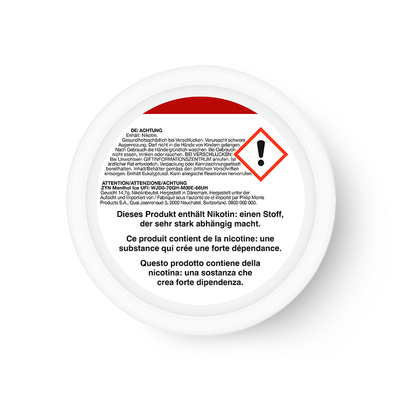 Teal ZYN Menthol Ice can Slim 11 mg, view from back 3