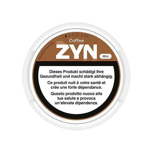 Scatola ZYN Coffee marrone Mini 3 mg, vista dall’alto