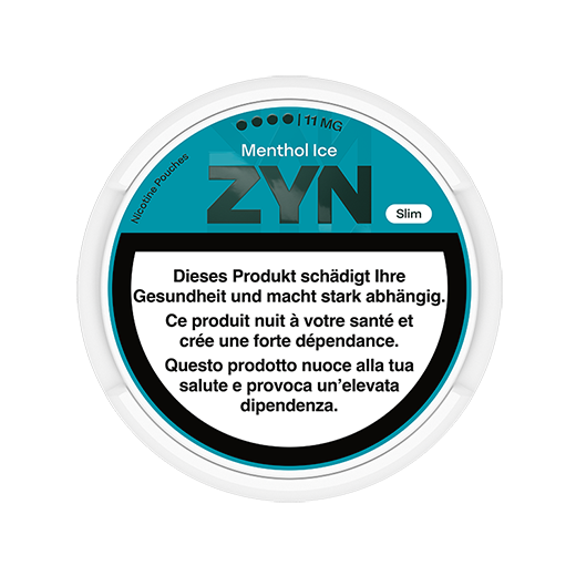 Teal ZYN Menthol Ice can Slim 11 mg, view from above
