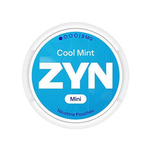 Boîte de ZYN Cool Mint Mini 3 mg bleue, vue de dessus