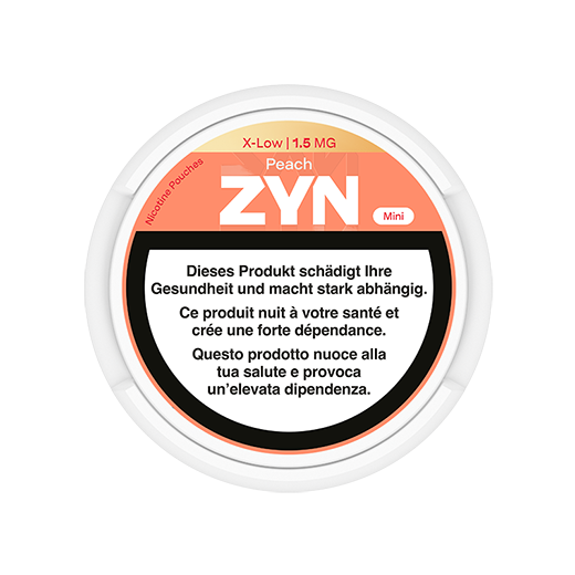 Orange ZYN Peach can Mini X-Low 1.5 MG, view from above