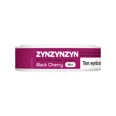 Widok na boczną krawędź opakowania saszetek nikotynowych ZYN Black Cherry 3 mg 3