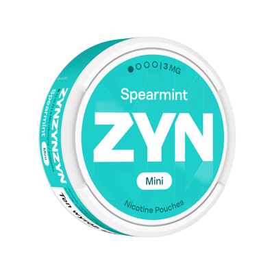 Stojące opakowanie ZYN Spearmint 3 mg Mini, widok z lewej strony 4
