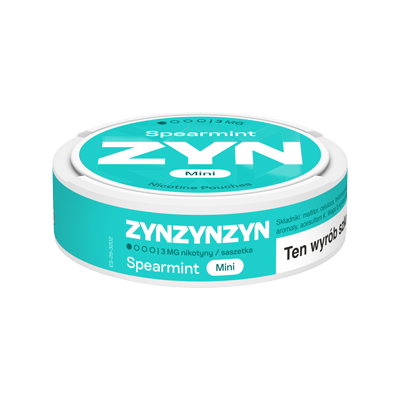 Widok na boczną krawędź opakowania ZYN Spearmint 3 mg Mini 1