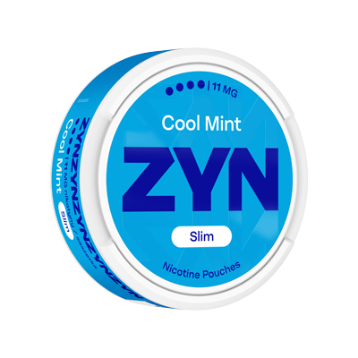 Stojące opakowanie saszetek nikotynowych ZYN Cool Mint 11 mg Slim 2