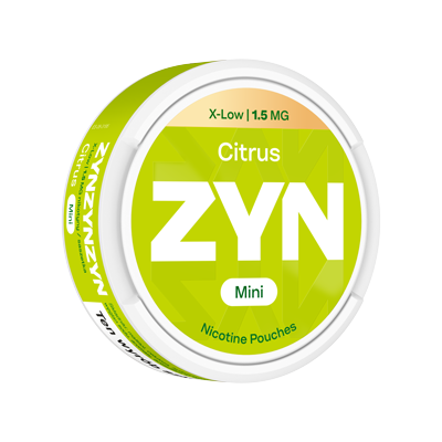Stojące opakowanie ZYN Citrus 1.5 mg Mini, widok z lewej strony 4