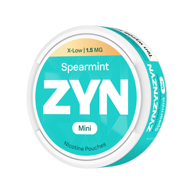 Stojące opakowanie saszetek nikotynowych ZYN Spearmint 1.5 mg Mini 2