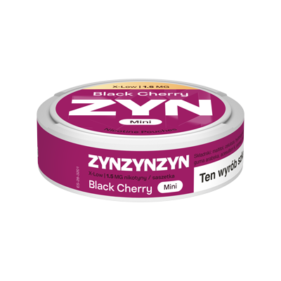 Widok na boczną krawędź opakowania ZYN Black Cherry 1,5 mg Mini 1