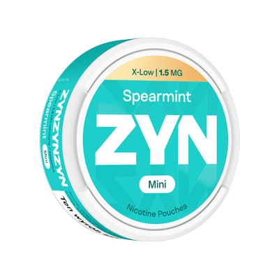 Stojące opakowanie ZYN Spearmint 1.5 mg Mini, widok z lewej strony 4