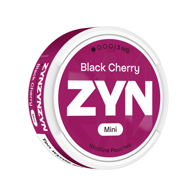 Stojące opakowanie ZYN Black Cherry 3 mg Mini, widok z lewej strony 4
