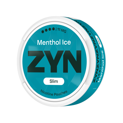 Stojące opakowanie ZYN Menthol Ice 11 mg Slim, widok z lewej strony 4