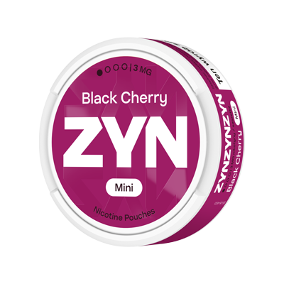 Stojące opakowanie saszetek nikotynowych ZYN Black Cherry 3 mg Mini 2