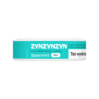 Widok na boczną krawędź opakowania saszetek nikotynowych ZYN Spearmint 1.5 mg Mini 3