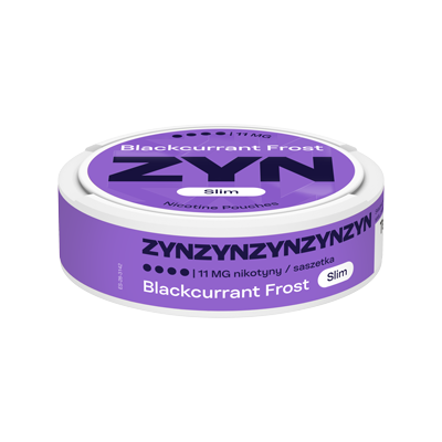 Widok na boczną krawędź opakowania ZYN Blackcurrant Frost 11 mg Slim 1