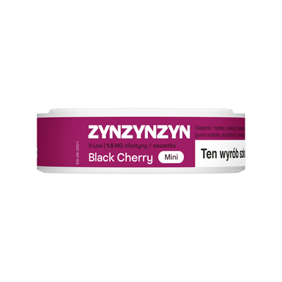 Widok na boczną krawędź opakowania saszetek nikotynowych ZYN Black Cherry 1,5 mg 3