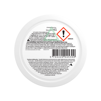 Spód opakowania saszetek nikotynowych ZYN Menthol Ice 11 mg Slim z widocznym kodem kreskowym i ostrzeżeniami 5