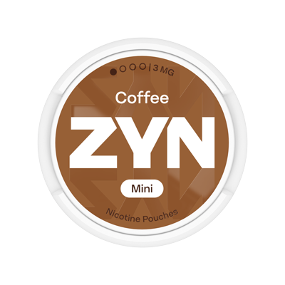 Front opakowania ZYN Coffee 3 mg Mini, opakowanie w kolorze brązowym 0