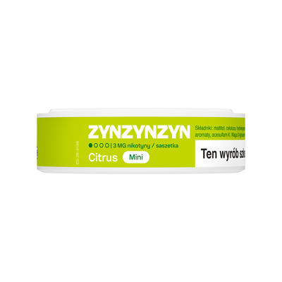 Widok na boczną krawędź opakowania saszetek nikotynowych ZYN Citrus 3 mg Mini 3