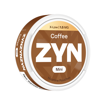 Stojące opakowanie ZYN Coffee 1.5 mg Mini, widok z lewej strony 4