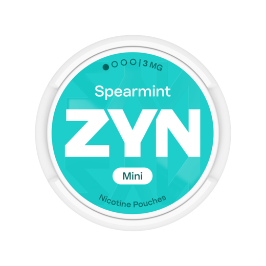 ZYN Spearmint Mini - opakowanie saszetek nikotynowych w kolorze turkusowym
