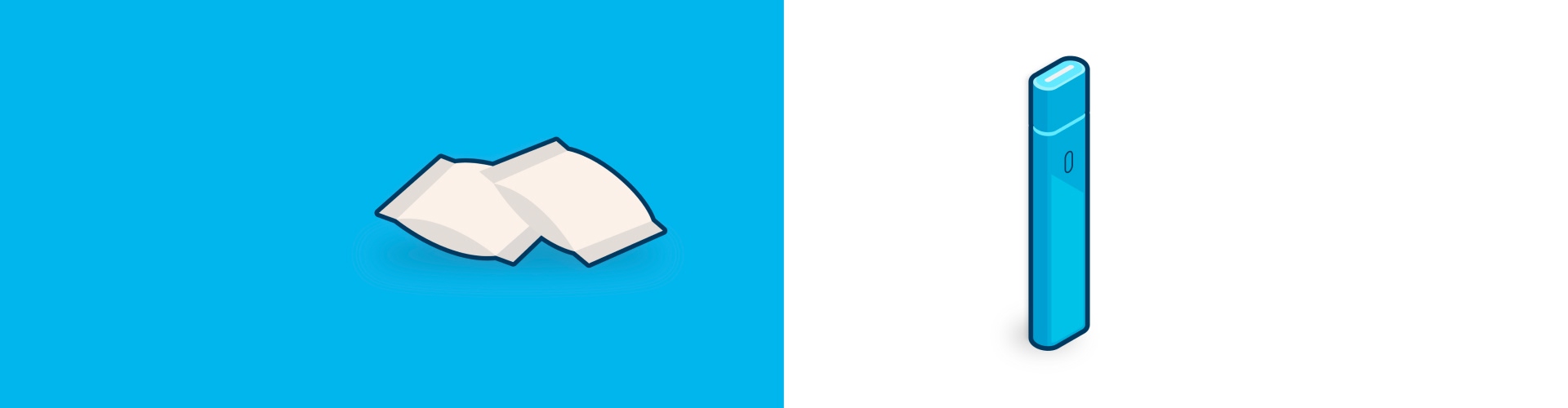 Grafika przedstawiająca ikony woreczków nikotynowych oraz e-papierosa