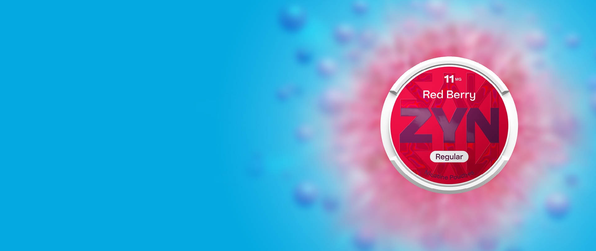 Opakowanie saszetek nikotynowych ZYN Red Berry 11 mg w kolorze czerwonym na niebieskim tle