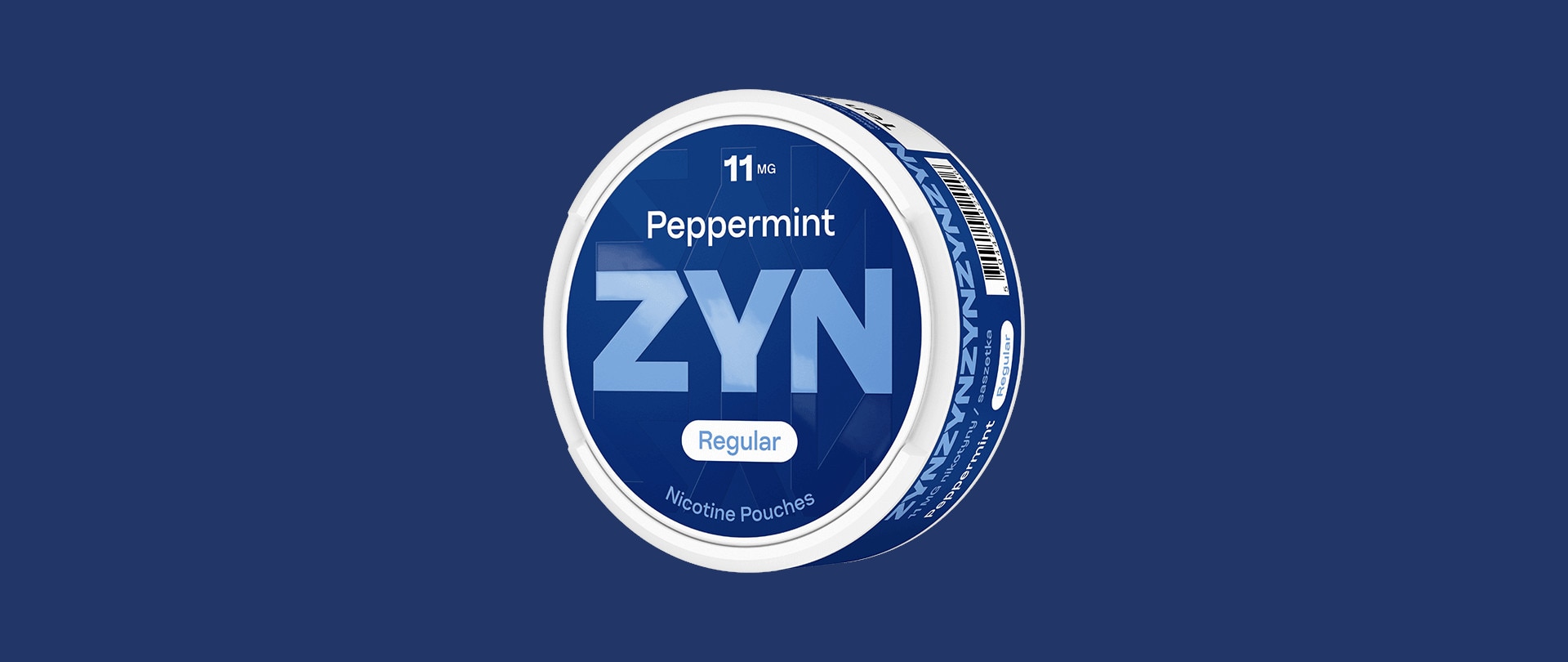 Opakowanie saszetek nikotynowych ZYN Peppermint 11 mg w kolorze granatowym 