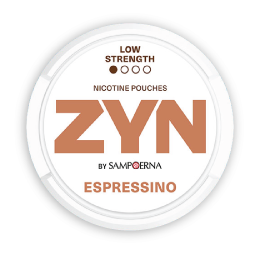 ZYN ESPRESSINO Mini - white and brown nicotine pouch can