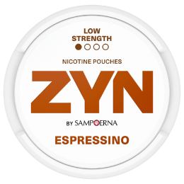 ZYN ESPRESSINO Mini - white and brown nicotine pouch can