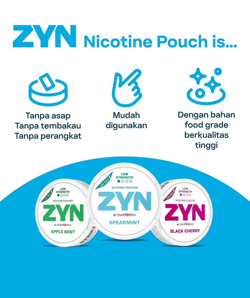 ZYN COOL MINT - an open, light blue nicotine pouch can with 2 pouches next to it