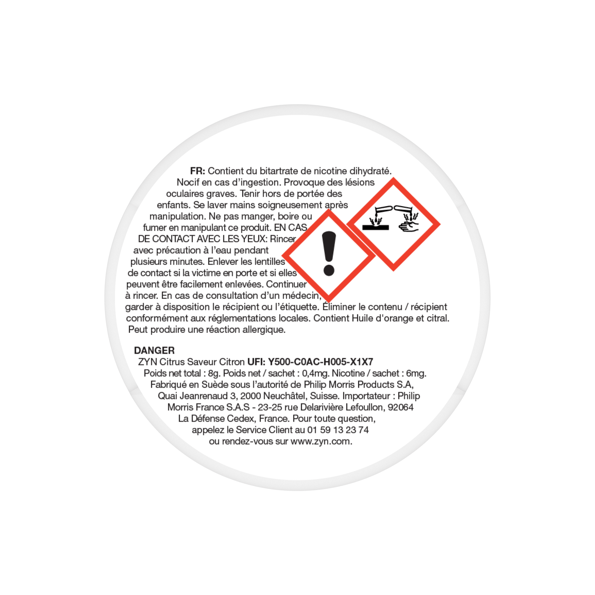 ZYN Citrus Mini – 6MG (Saveur Citron)