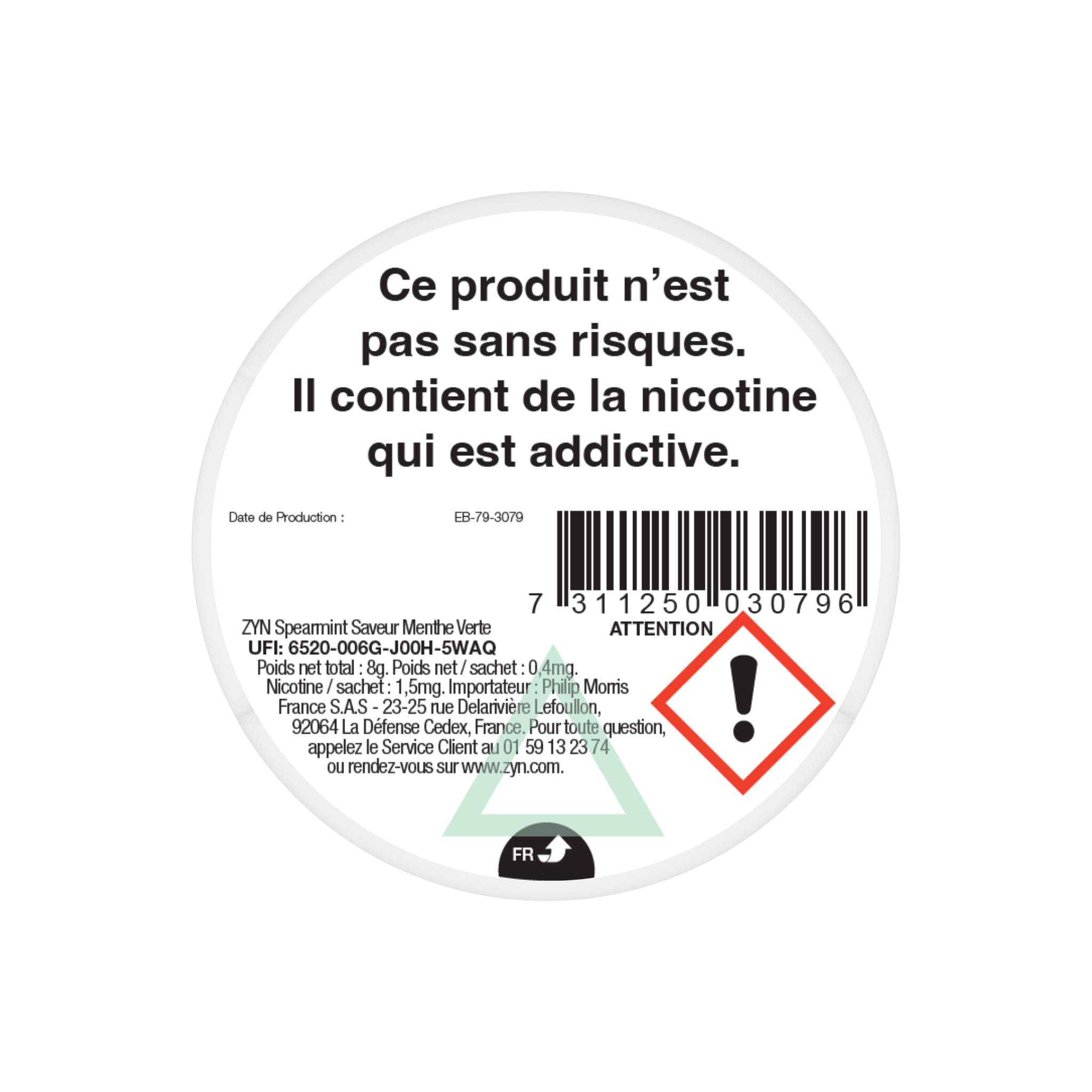 ZYN Spearmint Mini – 1.5MG (Saveur Menthe Verte)