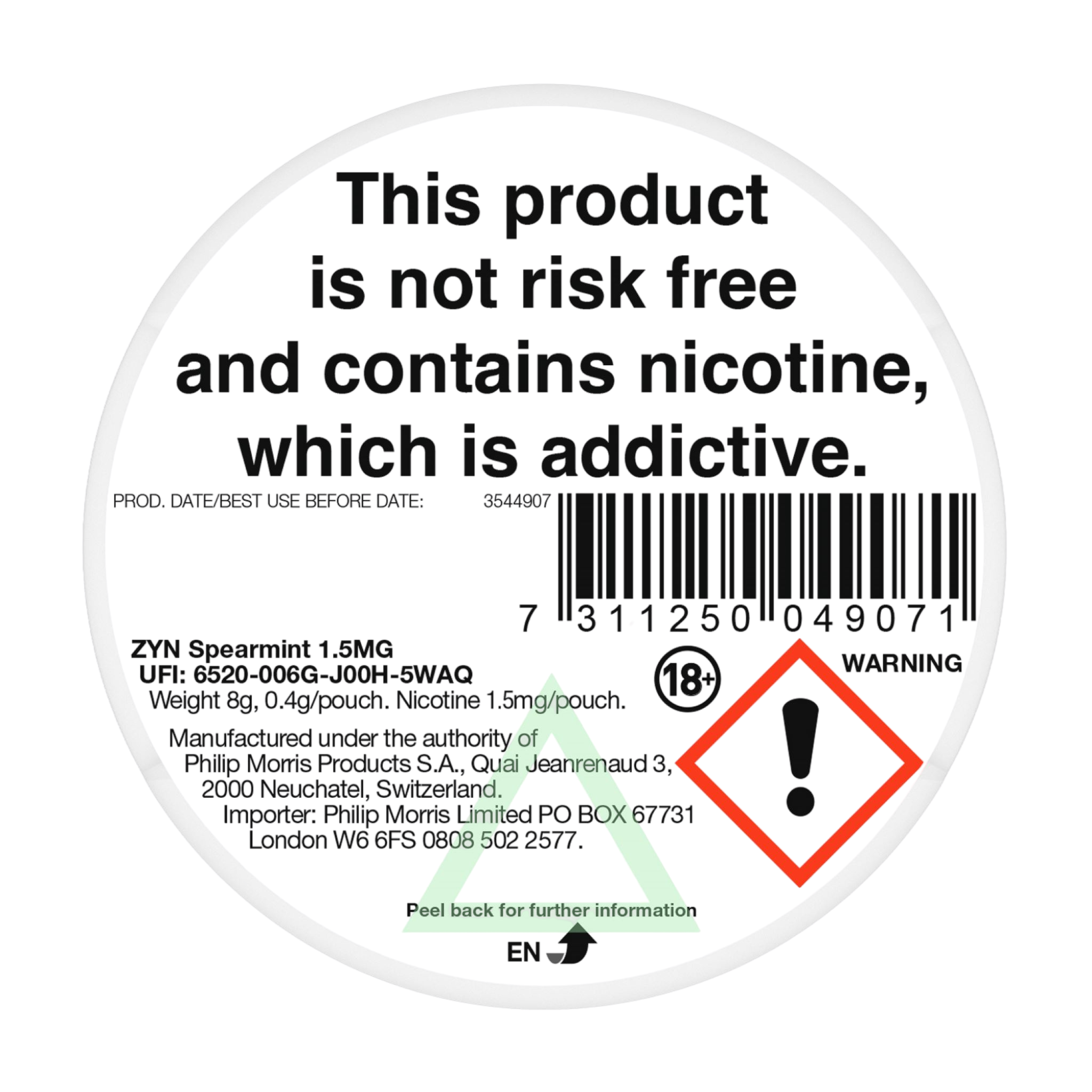 ZYN Spearmint X-Low 1.5mg (SPEARMINT)
