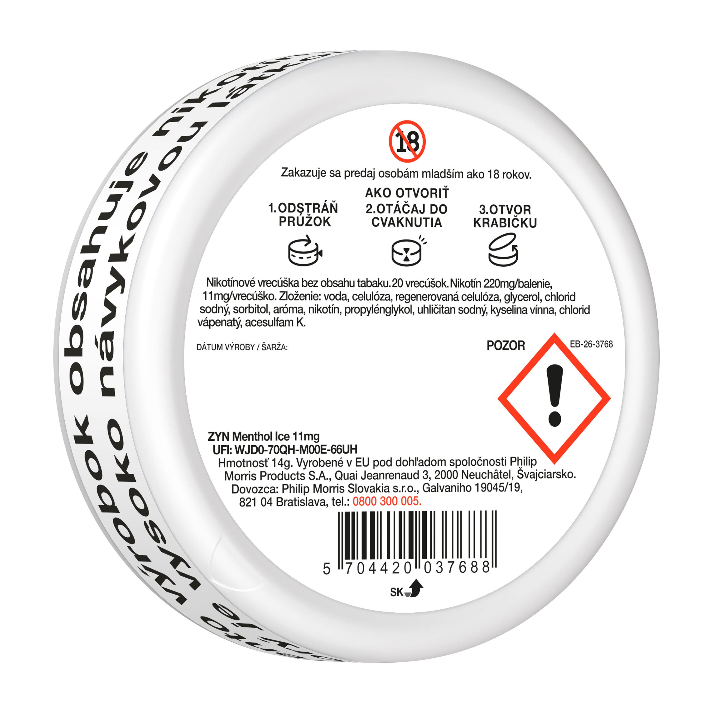 ZYN MENTHOL ICE 11 MG (KRABIČKA) (Icy Mint)