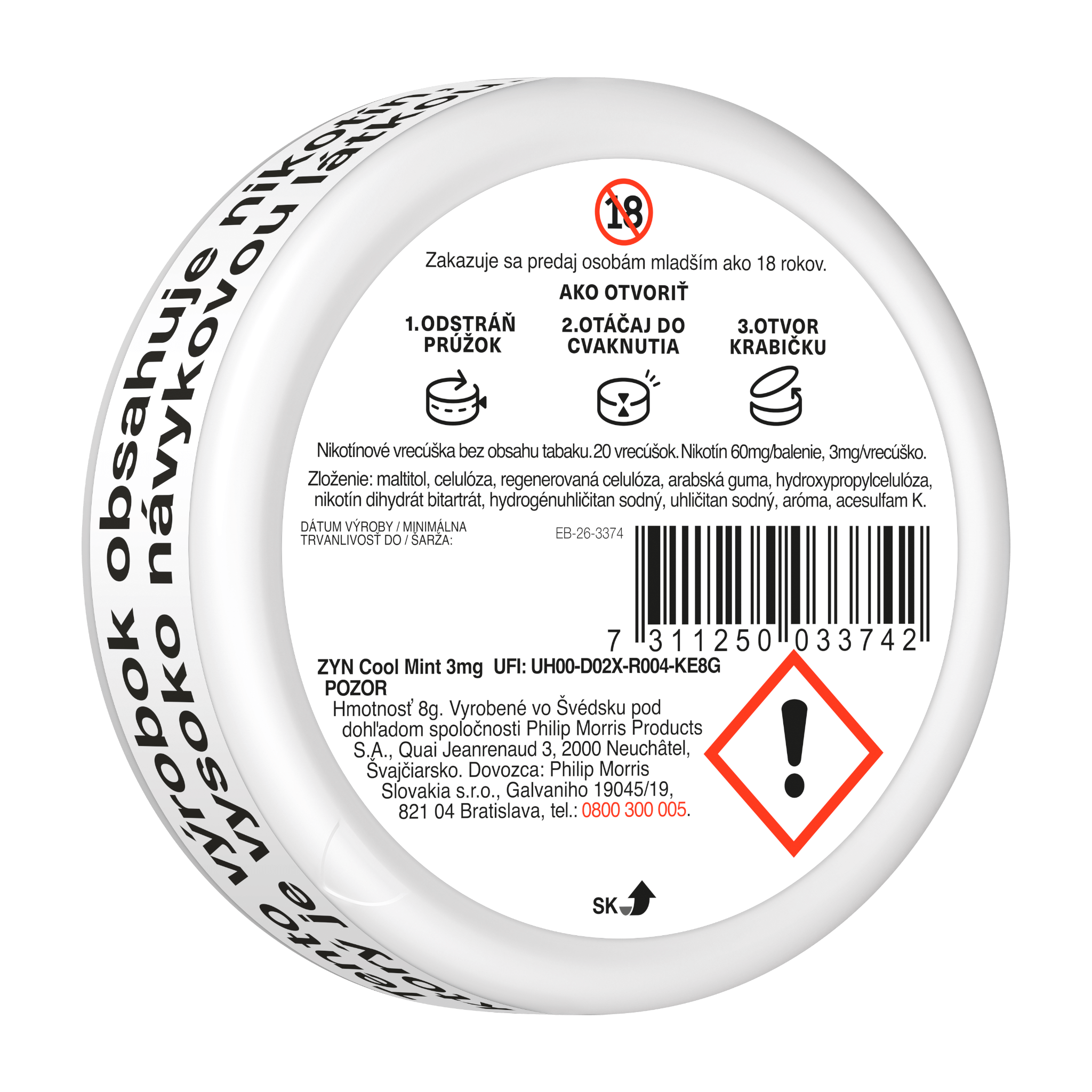 ZYN COOL MINT 3 MG (KRABIČKA) (Cool Mint)