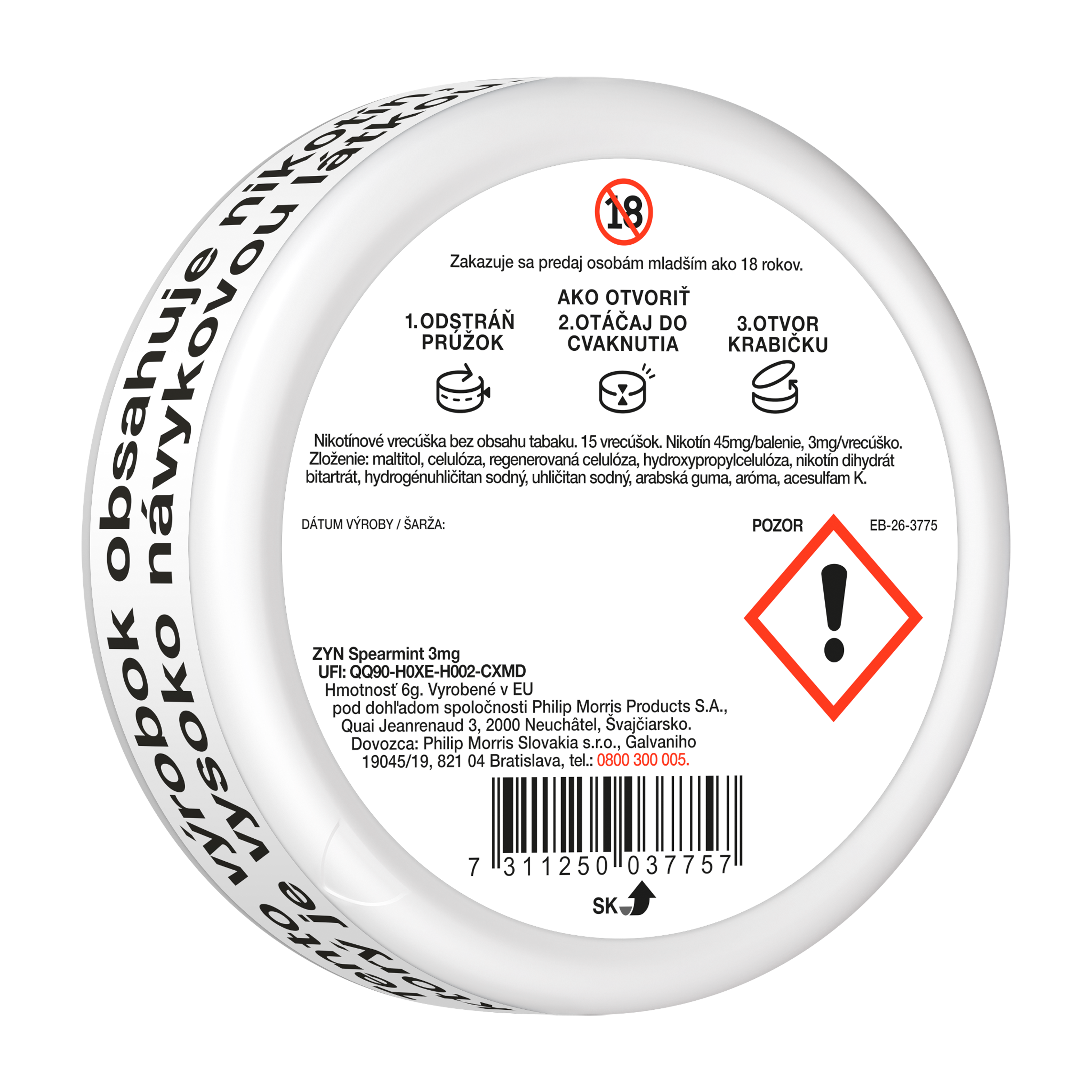 ZYN SPEARMINT 3 MG (KRABIČKA) (SPEARMINT)