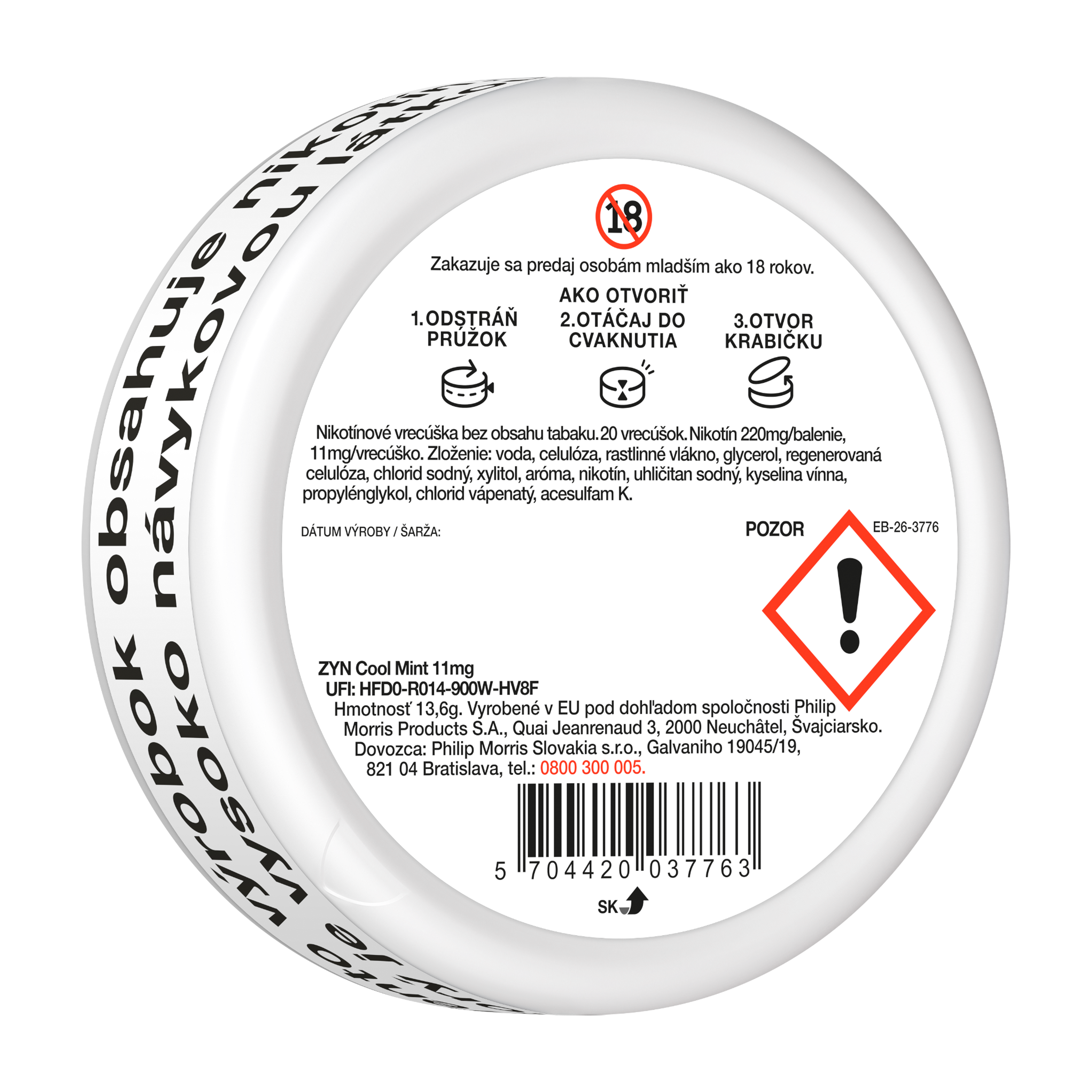 ZYN COOL MINT REGULAR 11MG (Krabička) (Cool Mint)